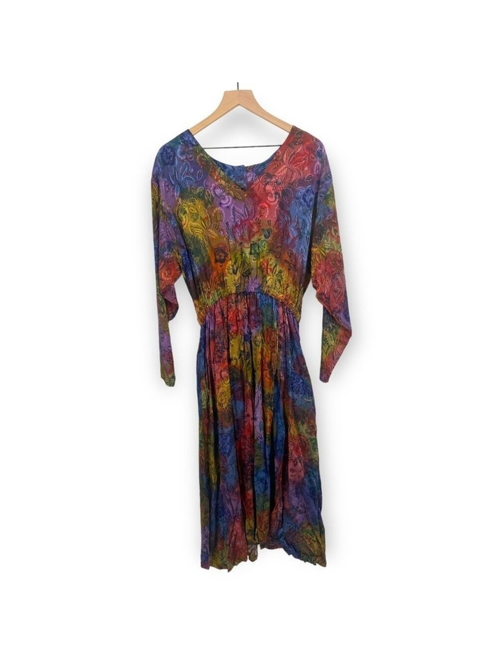 Vintage 90’s metallic tie dye Rayon Long Sleeve Dress